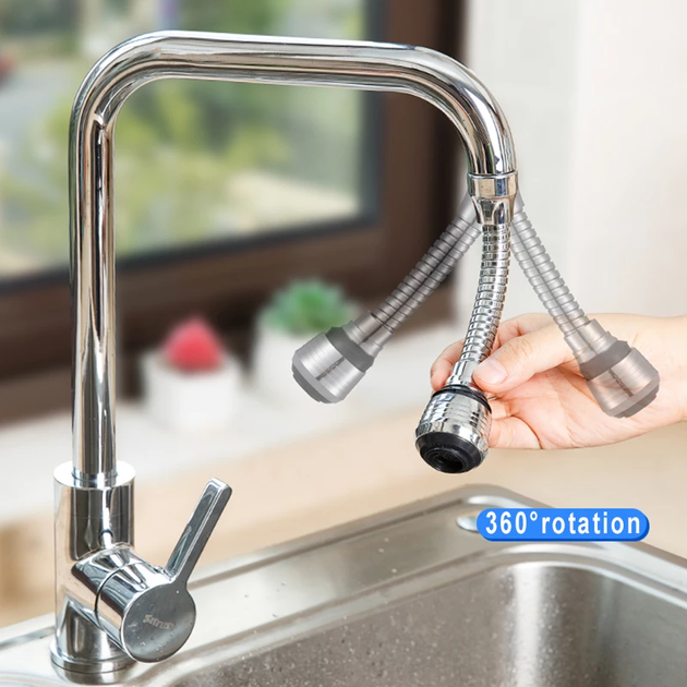 Гибкий удлинитель для смесителя Turbo Flex 360° с двойным режимом Long faucet - изображение 4