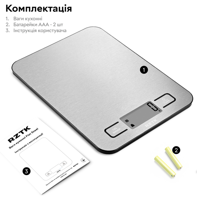 Ваги кухонні RZTK Flat Steel 10KG - зображення 10