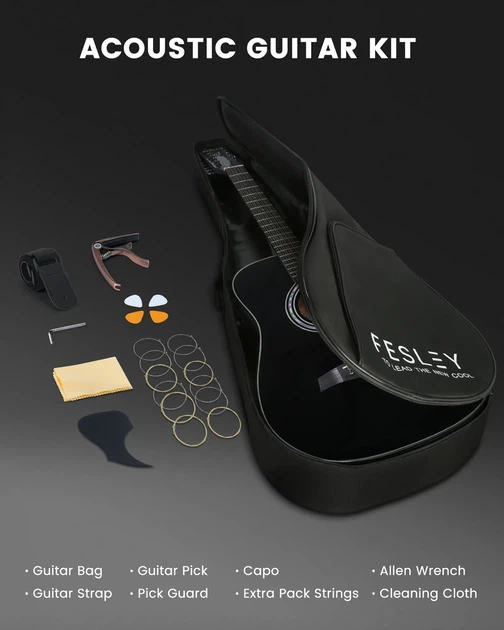 Гитара электро-акустическая 12-тиструнная Fesley FDET280C BK (комплект) - изображение 7