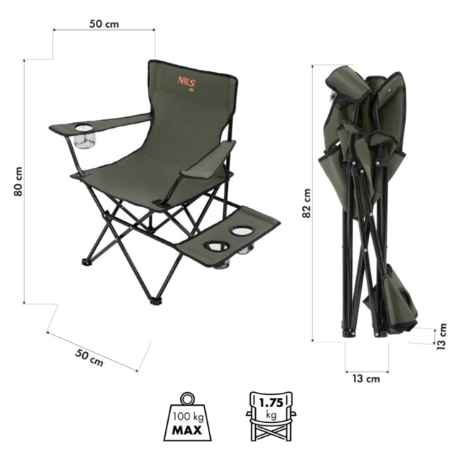 Krzesło turystyczne Nils Camp NC3301 Khaki (5908261680830) - obraz 9