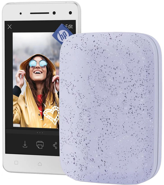 Фотопринтер HP Sprocket 2x3" Sprocket Purple (HPISPPR) + Фотопапір HP Sprocket Zink 2x3" Глянцевий Самоклеючий 20 л у подарунок! - зображення 3