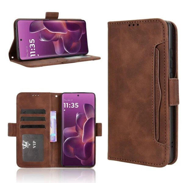 Чехол-книжка с кармашками Deexe Wallet Stand для Motorola Edge 60 Pro - Brown - изображение 5