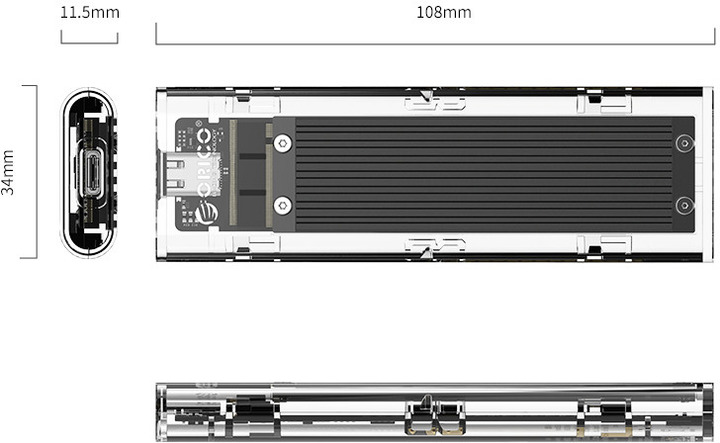 Obudowa dysku Orico TCM2-C3 M.2 NVME USB-C Black (6942227137807) - obraz 3