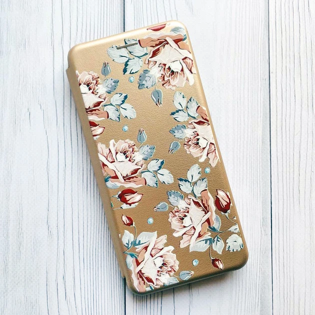 Чохол-книжка золотий з малюнком на Xiaomi Redmi Note 14 4G Фон Троянди (принт 273) - Фото 1 Чохол-книжка золотий з малюнком на Xiaomi Redmi Note 14 4G Фон Троянди (принт 273) - зображення 1