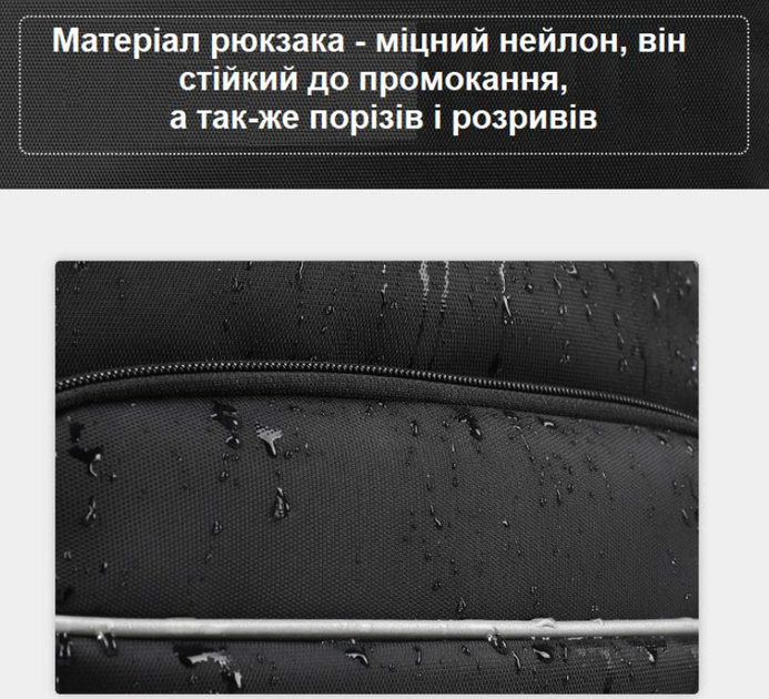 Рюкзак с USB-портом Tigernu T-B3319, 25 л, для ноутбуков 15.6", водоотталкивающий нейлон, Серебристо-Серый (T-B3319) - изображение 7