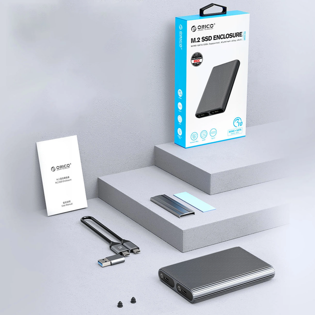 Obudowa dysku Orico AM2C3-2SN Dual-bay M.2 SATA+NVME USB-C (6942227137661) - obraz 6