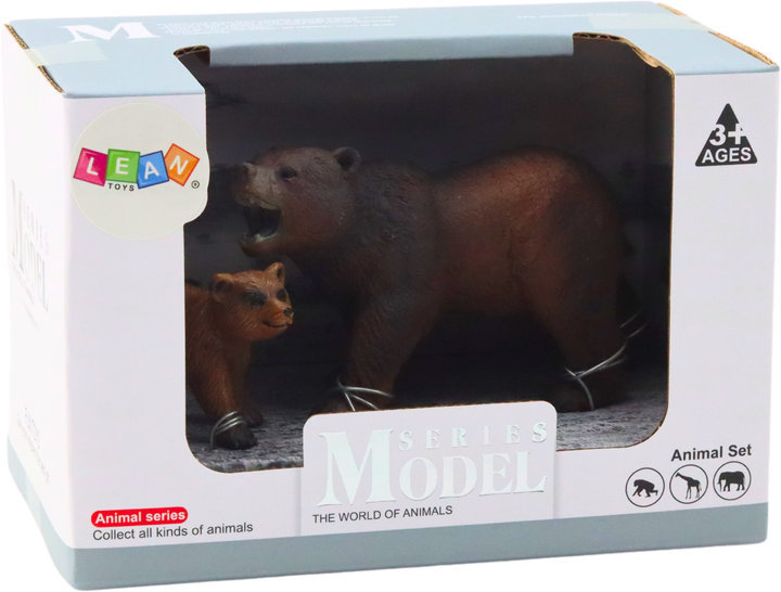 Zestaw figurek Lean Toys Zwierzęta Świata Niedźwiedź brunatny z Młodym 2 szt (5905214971410) - obraz 1