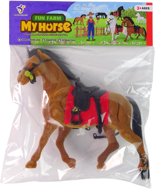 Фігурка Lean Toys Farma Коня коричнева оксамитова 17 см (5905323216051) - зображення 1