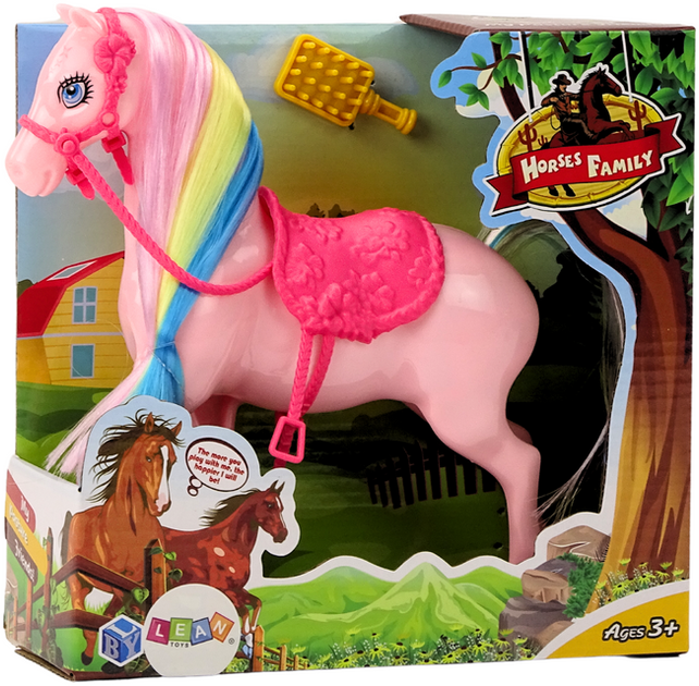 Фігурка Lean Toys Кінь Рожевий з аксесуарами 19 см (5905991015475) - зображення 1