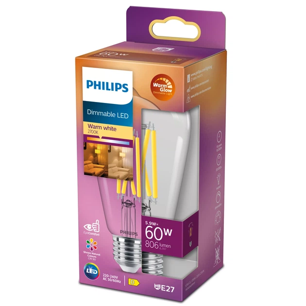 Світлодіодна лампа Philips філаментна ST64 5,9Вт E27 2700K (тепле) 806 люменів 929003010701 - зображення 2