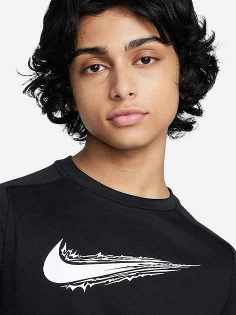 Підліткова футболка для хлопчика Nike B Nk Df Multi Ss Top Hbr HF8100-010 137-147 M Чорна (197859928743) - зображення 4