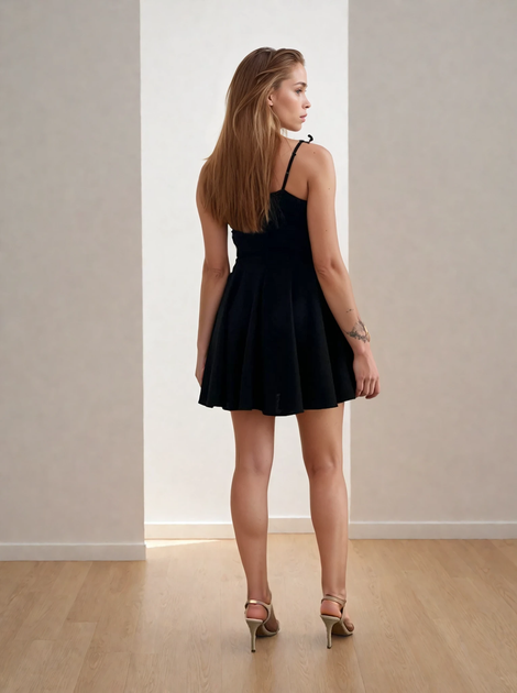 Сарафан міні льоновмісна з бретелями на зав'язках Wear me XS Чорний (16_25_WM007_11566) - изображение 2