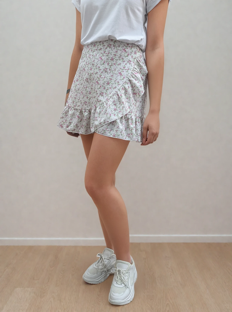 Спідниця міні на запах з воланом Wear me XS Білий (20_25_WM001_11132) - зображення 2