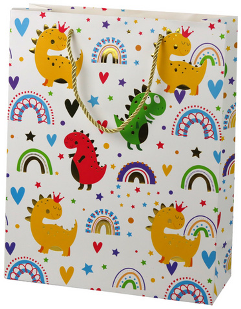 Torebka prezentowa LeanToys Dinozaury 32 x 26 x 10 cm (5905884453308) - obraz 1