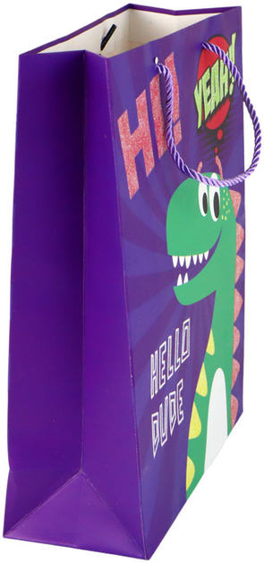 Torebka prezentowa LeanToys Dinozaur Fioletowa 41.5 x 30 x 12 cm (5905884453292) - obraz 3