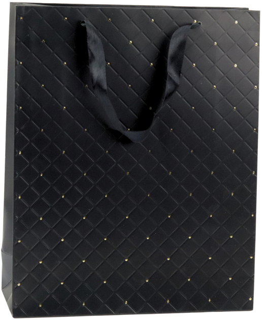 Torebka prezentowa LeanToys Czarna w złote kropki 32 x 26 x 10 cm (5905991040064) - obraz 1