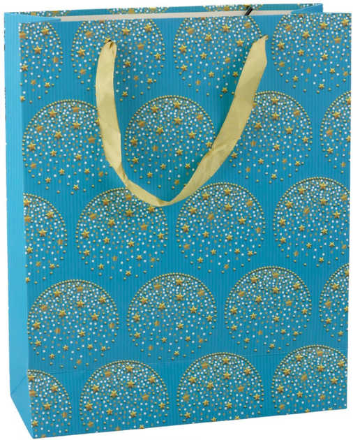 Torebka prezentowa LeanToys Złote gwiazdki Niebieska 32 x 26 x 12 cm (5905991040033) - obraz 1