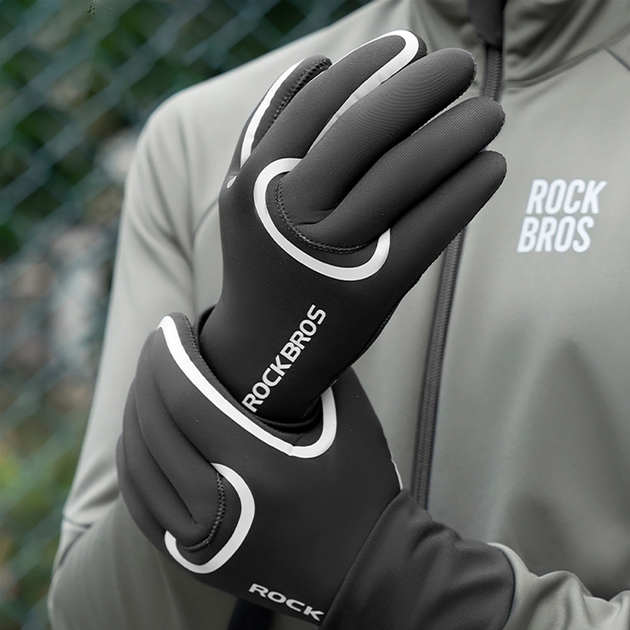 Rękawiczki rowerowe RockBros wodoodporne długie S/M Black (5907769373886) - obraz 8