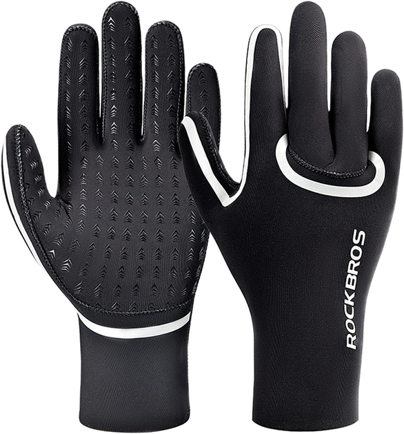 Rękawiczki rowerowe RockBros wodoodporne długie L/XL Black (5907769373879) - obraz 1
