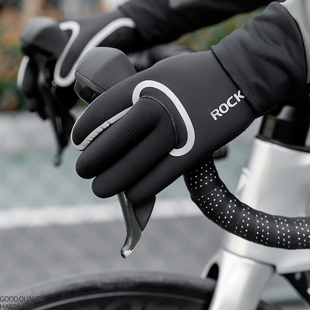 Rękawiczki rowerowe RockBros wodoodporne długie L/XL Black (5907769373879) - obraz 3