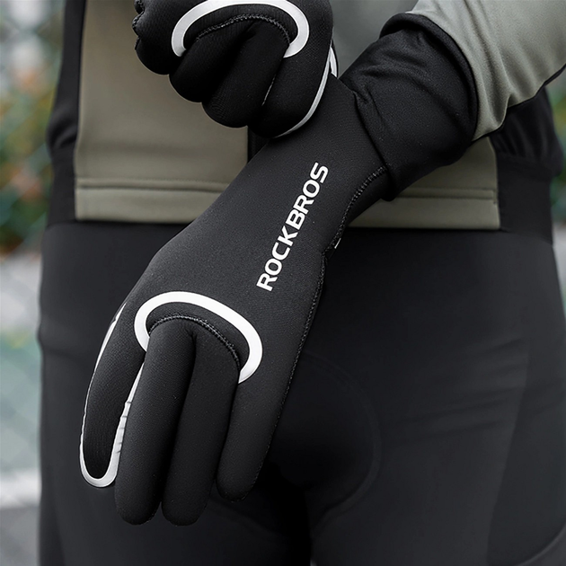 Rękawiczki rowerowe RockBros wodoodporne długie XXL Black (5907769373893) - obraz 5