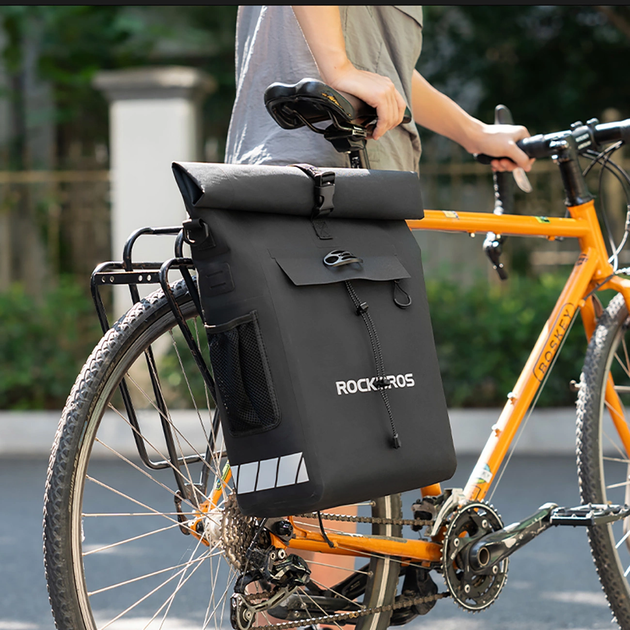 Велосумка RockBros Bike Bag with Backpack Function, Waterproof, with Helmet Attachment 18l Black (30140100001) - зображення 7