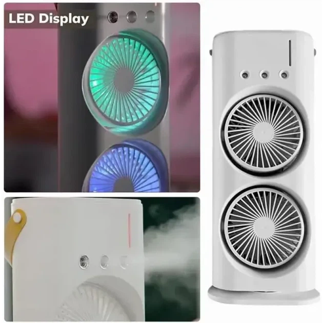 Вентилятор-кондиционер увлажнитель настольный Double-ended Spray Fan (3 скорости) + Пульт + Пакеты для льда в комплекте. - Фото 9 Вентилятор-кондиционер увлажнитель настольный Double-ended Spray Fan (3 скорости) + Пульт + Пакеты для льда в комплекте. - изображение 9