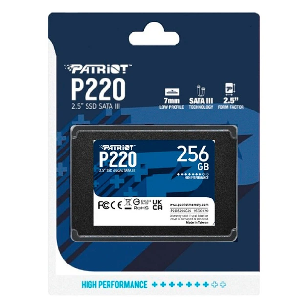 Накопичувач SSD Patriot P220 256GB 2.5" 7mm SATAIII (P220S256G25) - Фото 2 Накопичувач SSD Patriot P220 256GB 2.5" 7mm SATAIII (P220S256G25) - зображення 2