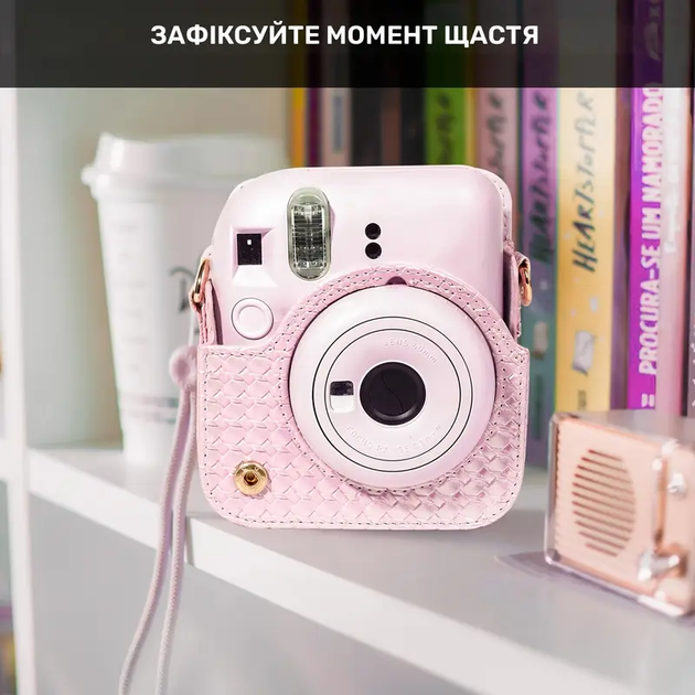 Чохол для фотокамери FujiFilm INSTAX MINI 12 + альбом на 64 фото + наклейки на фотоплівку, Рожевий - зображення 3