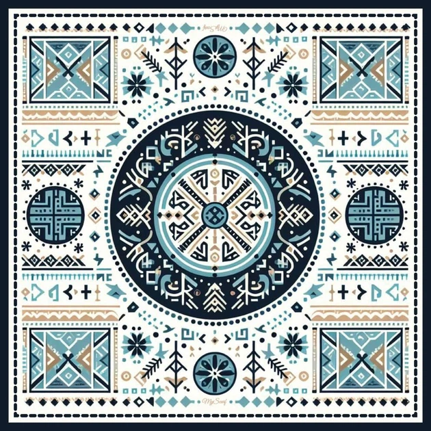 Велика дизайнерська хустка My Scarf "Круговорот життя 90 на 90 см - изображение 2