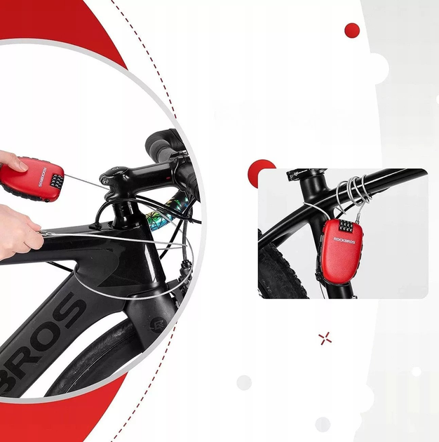 Zapięcie rowerowe Rockbros 32420981001 94 cm Red (5907769361722) - obraz 10