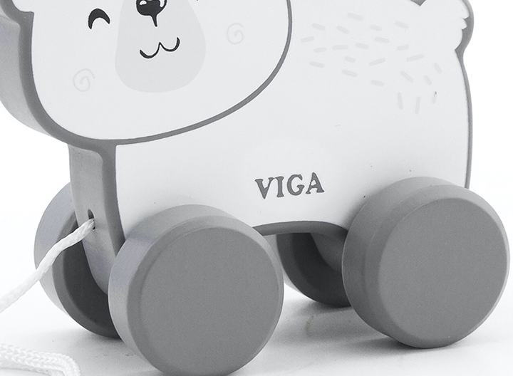 Miś do ciągania Viga PolarB drewniany 44001 (6971608440014) - obraz 2