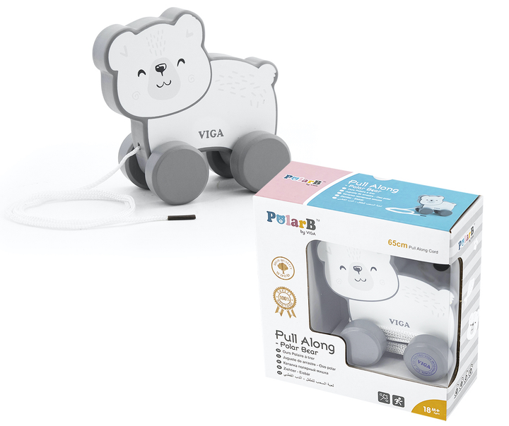 Miś do ciągania Viga PolarB drewniany 44001 (6971608440014) - obraz 6