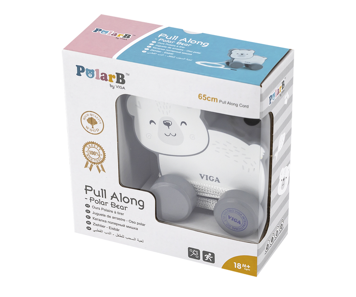 Miś do ciągania Viga PolarB drewniany 44001 (6971608440014) - obraz 7