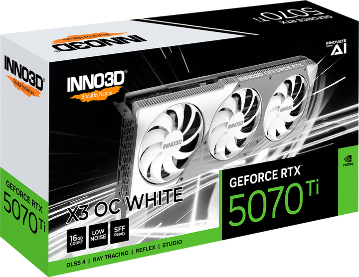 Karta graficzna INNO3D PCI-Ex GeForce RTX 5070 Ti X3 OC WHITE 16GB GDDR7 (256bit) (2482/28000) (HDMI, 3 x DisplayPort) (N507T3-16D7X-176068W) - obraz 6