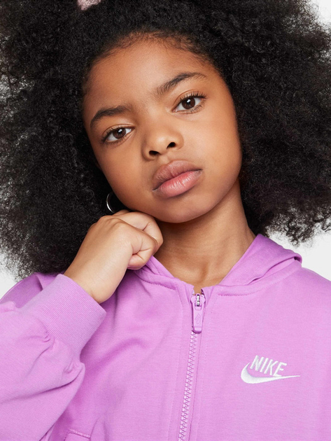 Підліткова толстовка з капюшоном для дівчинки Nike G Nsw Fz Hdy Jsy Lbr FN8595-532 147-158 L Світло-фіолетова (197859852444) - зображення 4