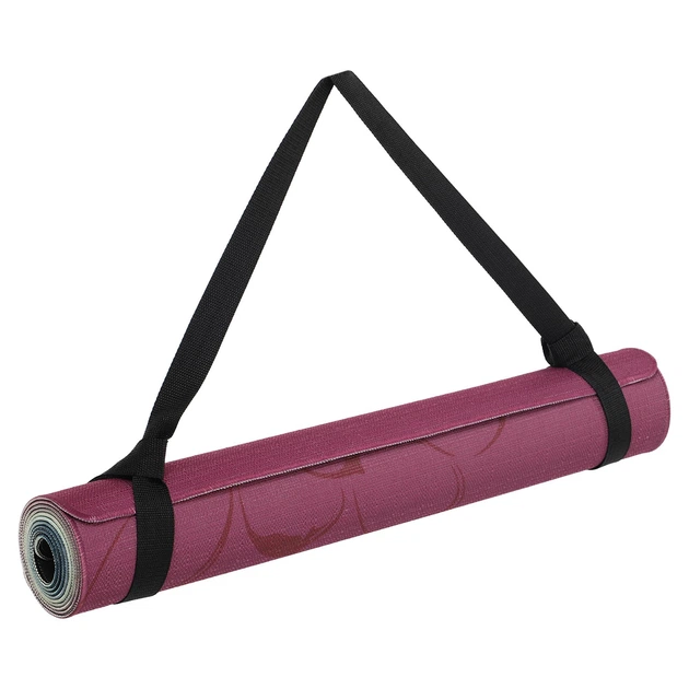 Килимок для йоги Льняний (Yoga mat) двошаровий 3мм Record (розмір 183x61x0,3см, джут, каучук, сірий-рожевий, з принтом Лотос) (FI-7157-4) - зображення 5