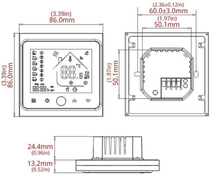 Термостат для підігріву підлоги Moes Tuya BHT-002-GBLW Wi-Fi Black (5902135155868) - зображення 2