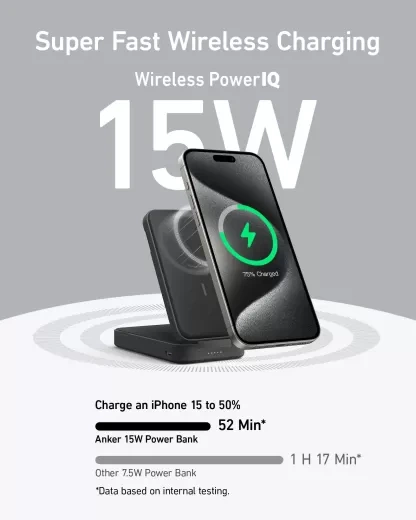 Повербанк Anker MagGo Power Bank (6.6K) Qi2 15W Black Stone - Фото 4 Повербанк Anker MagGo Power Bank (6.6K) Qi2 15W Black Stone - изображение 4