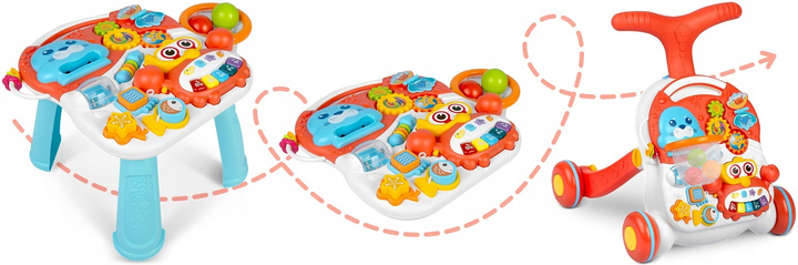 Pchacz interaktywny RICOKIDS 3 w 1 chodzik i stolik edukacyjny RK-810 biało - czerwony (5903890607166) - obraz 3
