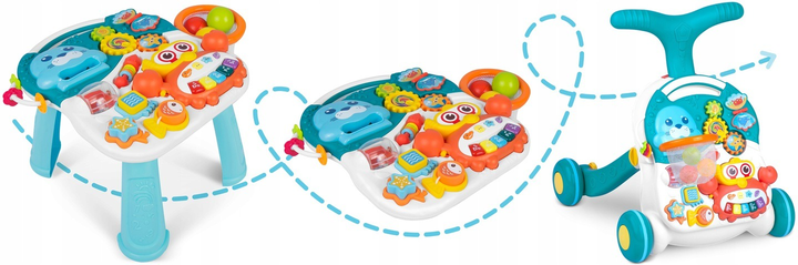 Pchacz interaktywny RICOKIDS 3 w 1 chodzik i stolik edukacyjny RK-810 biało - niebieski (5903890607159) - obraz 3