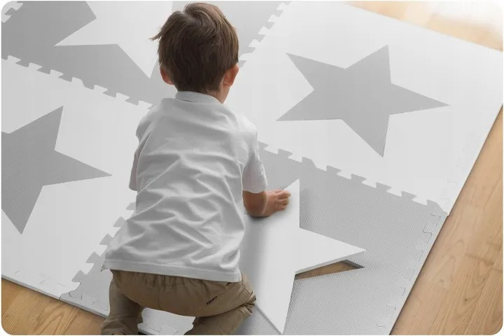 Дитячий килимок з пінопласту RICOKIDS шахівниця 180 x 180 см 9 шт зірки сірий (5903890604127) - зображення 7