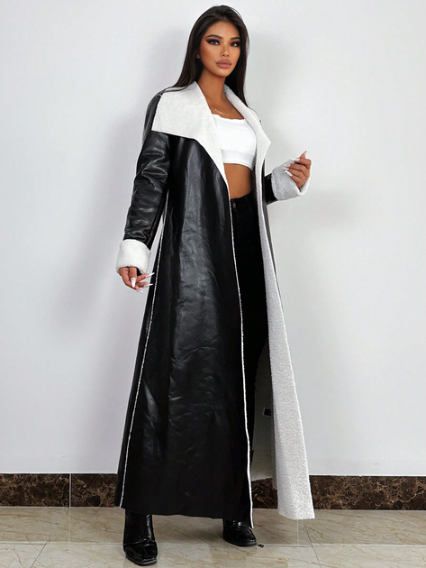 Дубленка из искусственной кожи женская SHEIN GD-00218875 M Черная (DN3012300105054) 