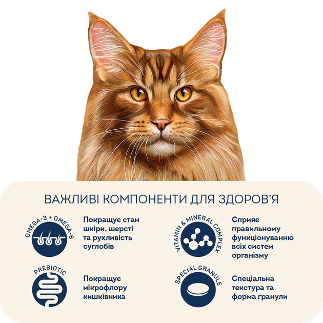 Сухий корм для підтримки опорно-рухового апарату стерилізованих/кастрованих дорослих котів великих порід Телятина з лососем та в'яленими томатами For large breeds, 200 г Арт. 3178002 - зображення 5