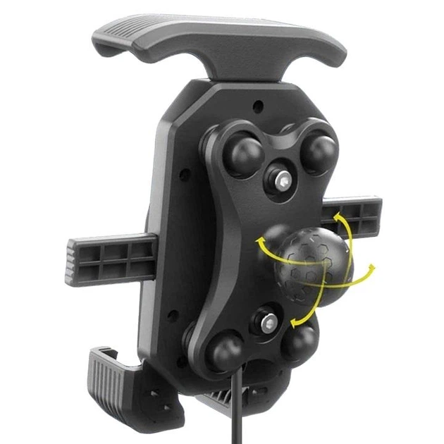 Антивібраційний мототримач телефону з бездротовою 15W USB Type-C вольтметром і кнопкою - Фото 4 Антивібраційний мототримач телефону з бездротовою 15W USB Type-C вольтметром і кнопкою - зображення 4