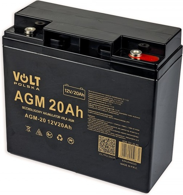 Akumulator Volt Polska AGM VRLA 12V 20 Ah (6AKUXAG020) - obraz 1