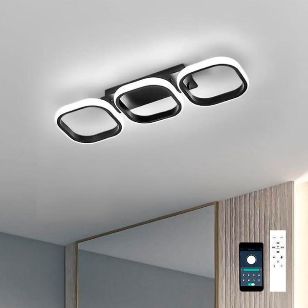 Управляемая светодиодная люстра Esllse CUBES 40W 3S SMART черная 520x170x85мм с пультом и приложением APP - изображение 2