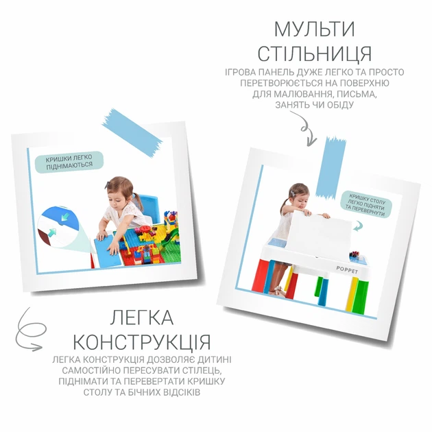 Детский столик со стульчиком POPPET Колор Блу 5 в 1 (PP-002B) - Фото 7 Детский столик со стульчиком POPPET Колор Блу 5 в 1 (PP-002B) - изображение 7