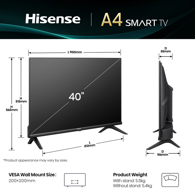 Телевізор Hisense 40" 40A4Q - зображення 3