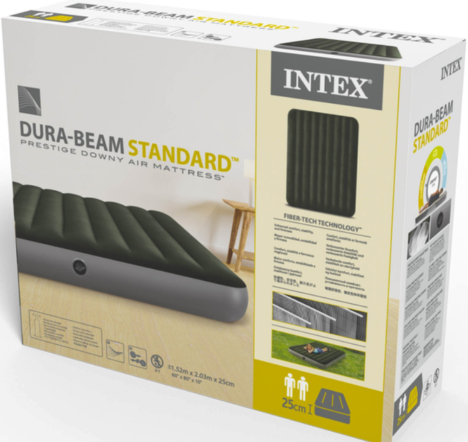 Надувной матрас Intex 203x152x25 см с флокированным покрытием Dura-Beam (IND-64109) - изображение 7